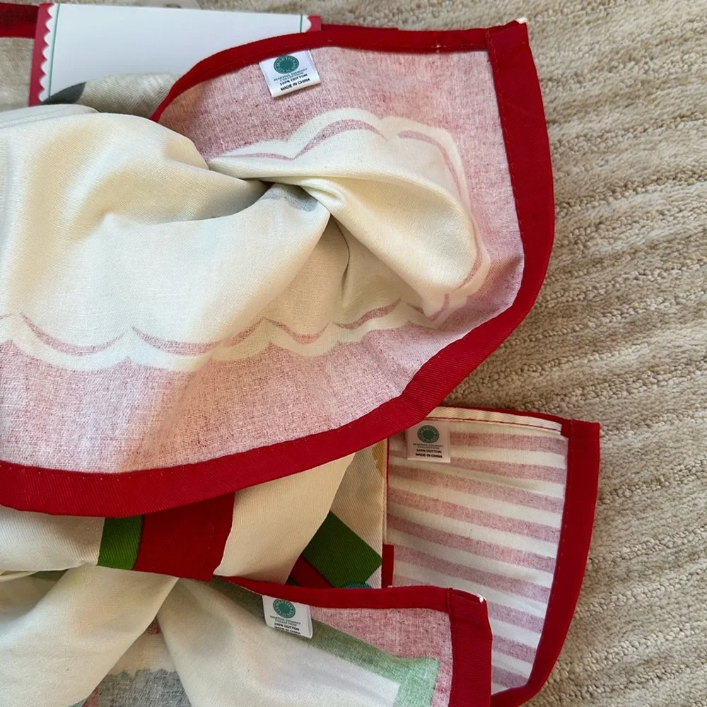 NWT Martha Stewart Collection for Macy’s Set of 3 Holiday Kitchen Towels Santa